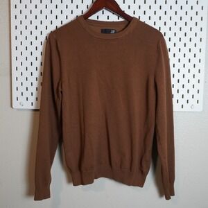J. Ferrar Mens Crew Neck Sweater Brown Viscose Polyester Blend Size M